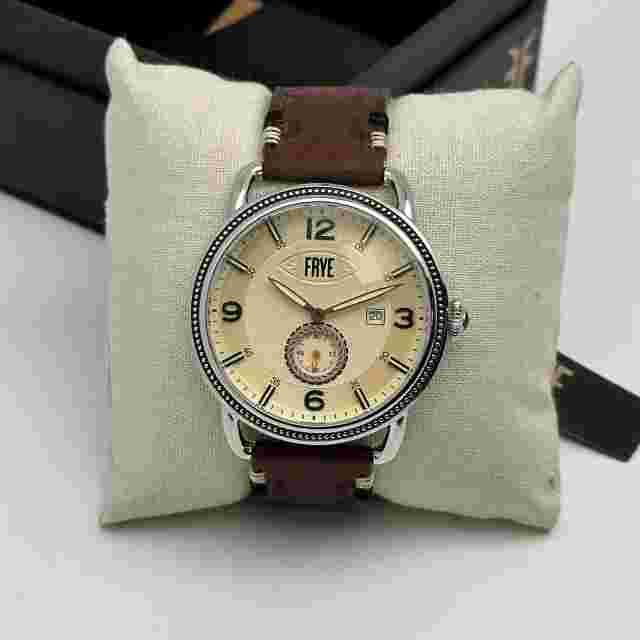 Frye Weston Date 47mm Steel Cream Dial Quartz Men Watch 245687CST