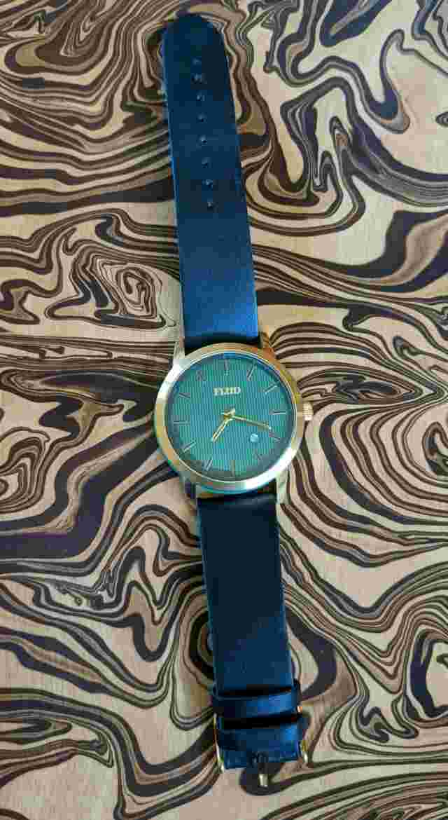 FLUD Green Face Watch, second hand, date window, stainless steel, japan mvmt