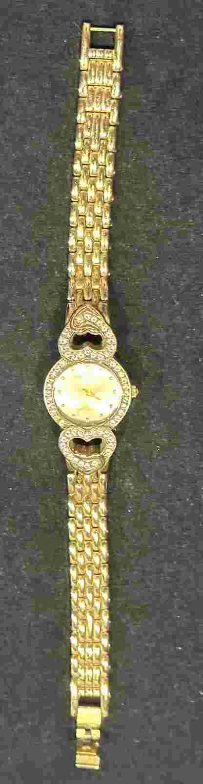 Armitron Now Rhinestone Women’s Fashion Wrist Watch Gold Tone Works New Battery