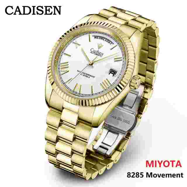 CADISEN Automatic Watch Men 40mm Sapphire Glass Stainless Steel Miyota 8285 5ATM