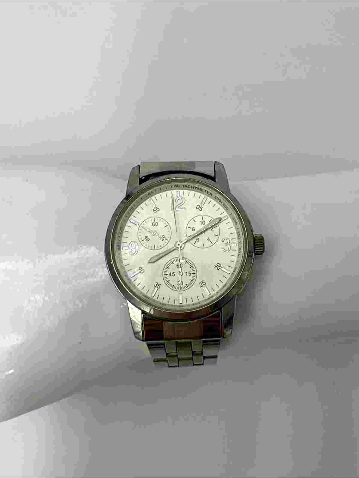 Wrist Watch Stainless Steel Quartz Japan Movement Untested/As Is