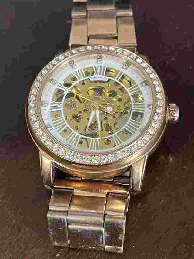 Shenhua Automatic Rose Colored Metal Band Mechanical Auto Ladies Watch