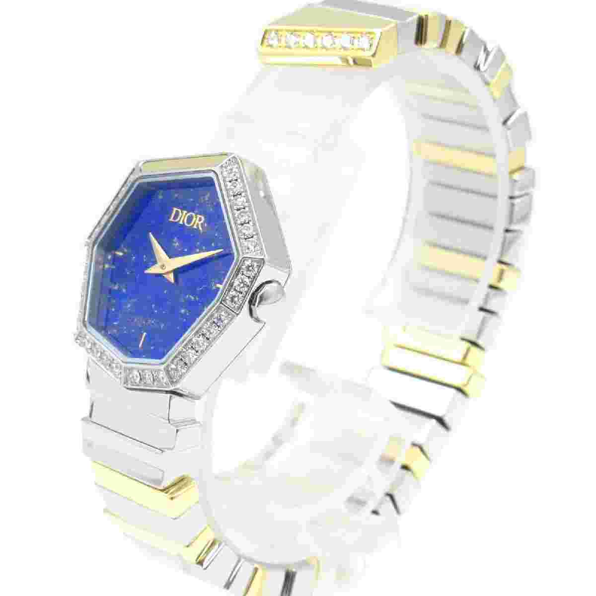 dior Gem Dior Diamond Lapis Lazuli K18YG watch women TO172836