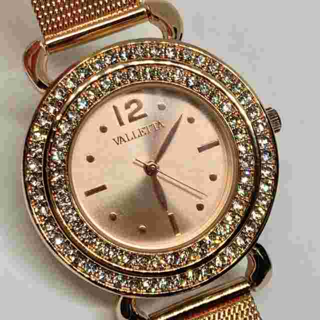 Valletta women’s rose gold tone watch 33mm case adjustable mesh band running