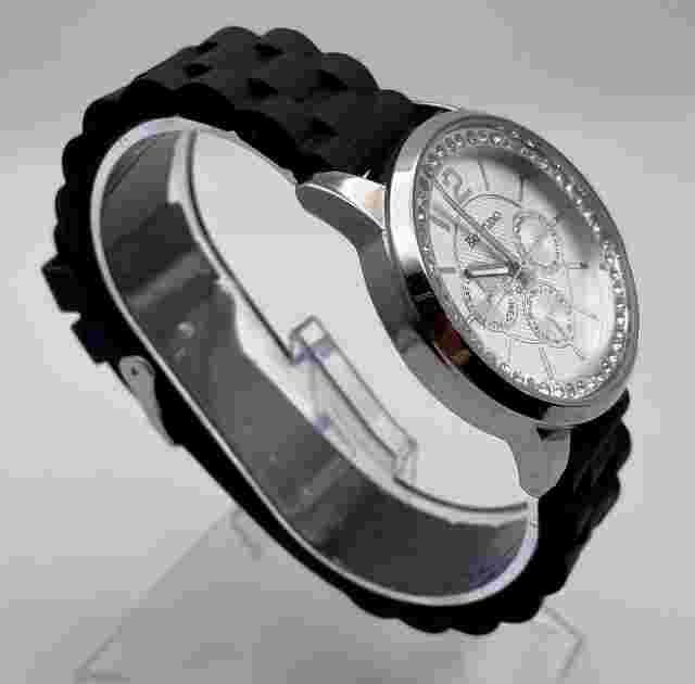 Bay Studio Womens Watch Black Leather Band, New Battery