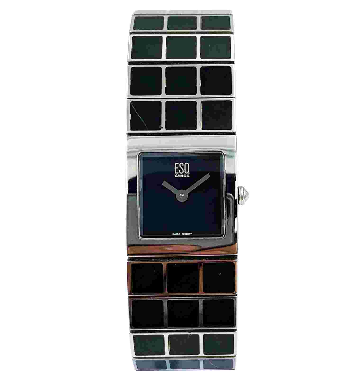 ESQ Movado Roxanne Black MOP Dial Steel Quartz Ladies Watch E5457