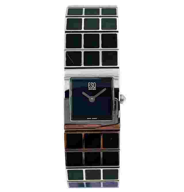 ESQ Movado Roxanne Black MOP Dial Steel Quartz Ladies Watch E5457