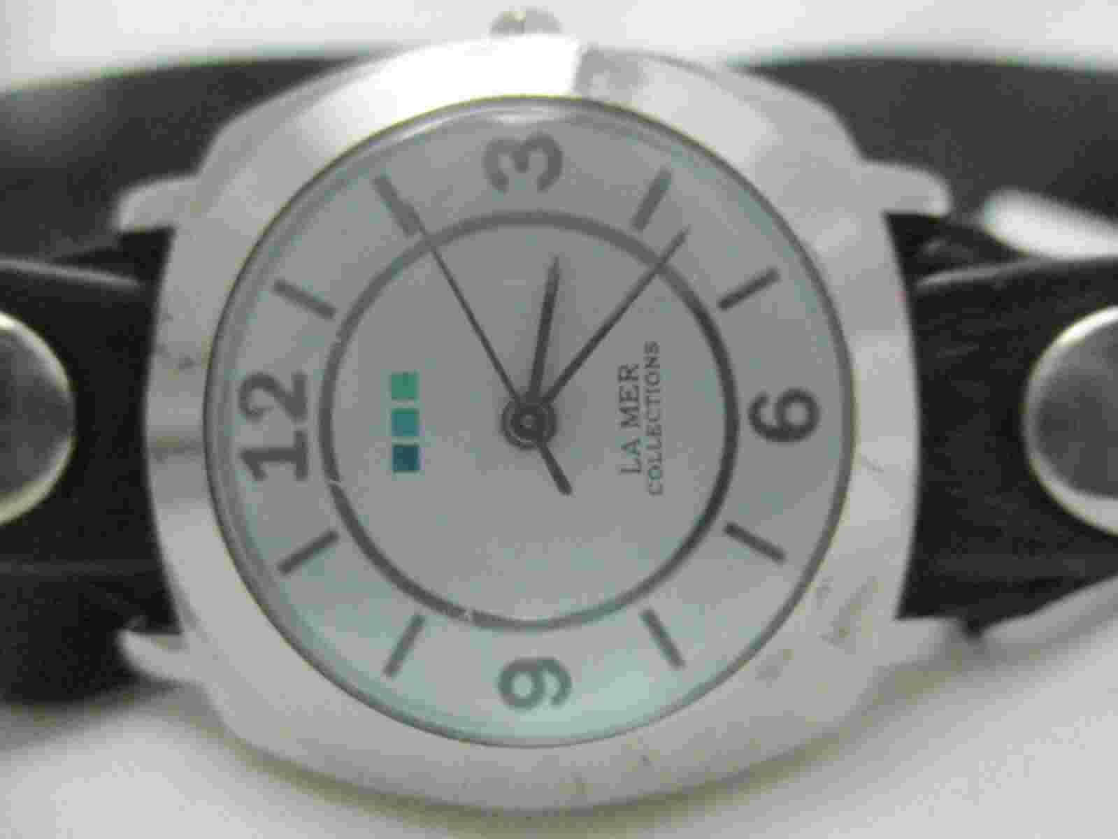 La Mer Collections Wristwatch Black Wrap Around Band Silver Tone Stylish