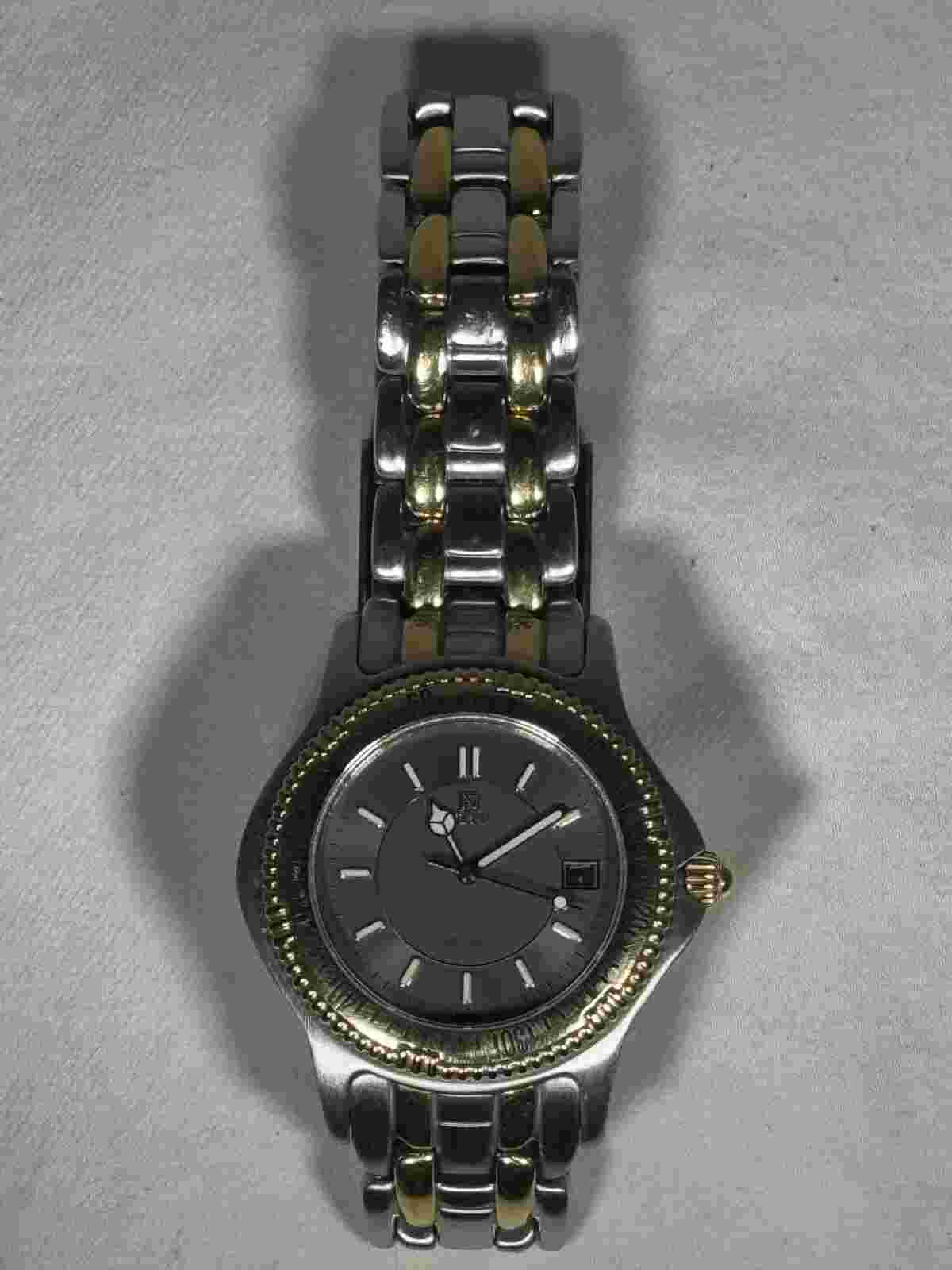NOBLIA 2-TONE 12 METER GOLD PLATED & STAINLESS STEEL 34.5mm WATCH NEW BATTERY!!