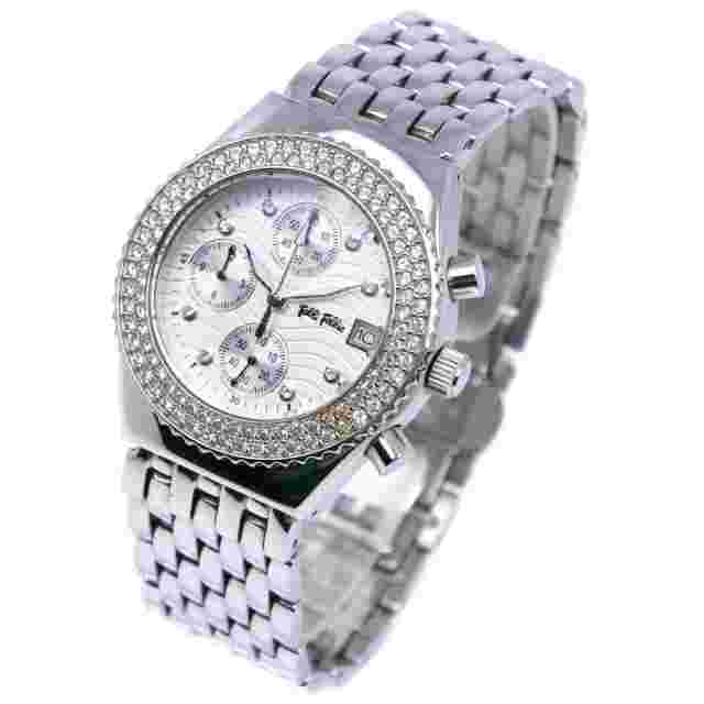 Folli Follie WF6A049SV bezel rhinestone Watches WhiteDial Stainless Steel/...