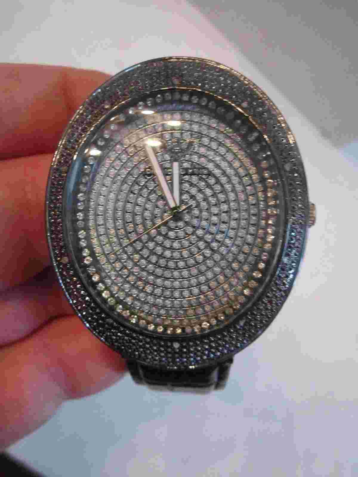 DIAMOND KING WATCH 10 AUTHENTIC DIAMONDS ON BEZEL DKBST07051 THICK CASE EXT BAND