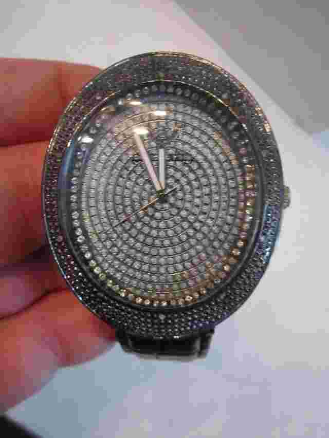 DIAMOND KING WATCH 10 AUTHENTIC DIAMONDS ON BEZEL DKBST07051 THICK CASE EXT BAND