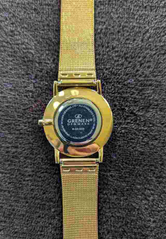 Grenen Denmark Steel Watch M22LGGS in Gold with gold band and ivory face