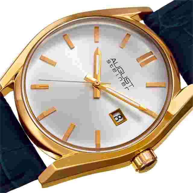 Women's August Steiner AS8221BU Quartz Movement Date Genuine Leather Strap Watch