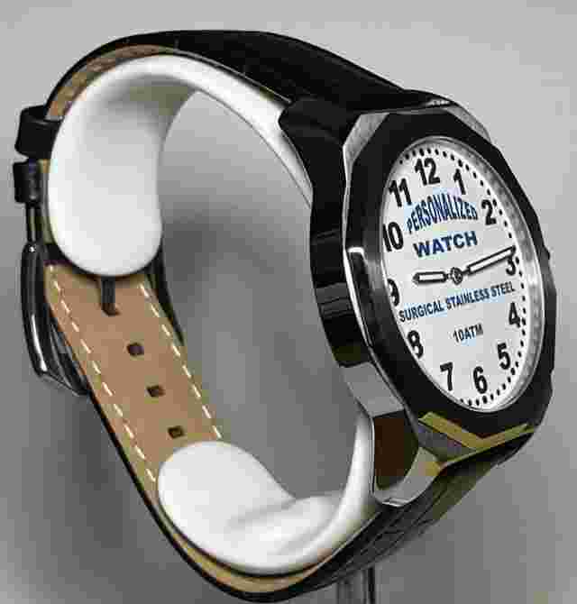 Personalized custom Logo Picture  Photo NEW 46mm Watch Quartz 10-ATM Surgical SS