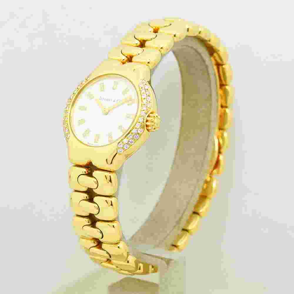 Tiffany &Co. Tesolo Diamond Wristwatch Ladies Watch Quartz K18 Yellow Gold