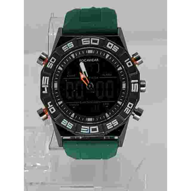 Men's Rocawear Analog-Digital Green Silicone Strap Watch 46mm