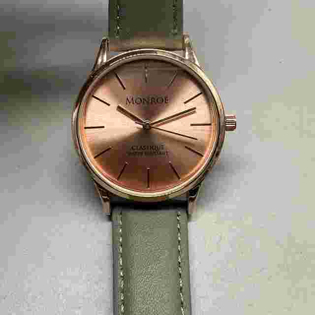 Monroe By Maestro Watch Women Rose Gold Grey Leather Band 36MM New Battery