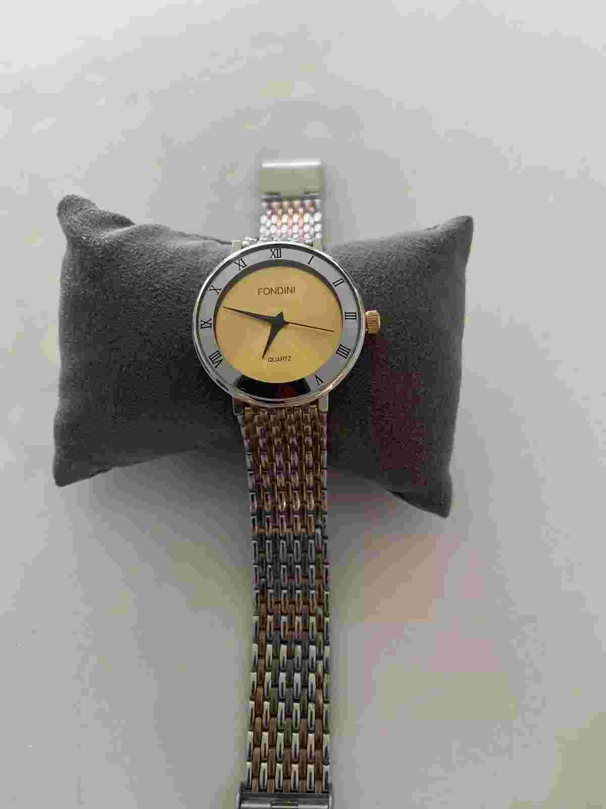 Vintage Fondini Unisex Dual Gold Tone Roman Dial Quartz Watch New Battery Works