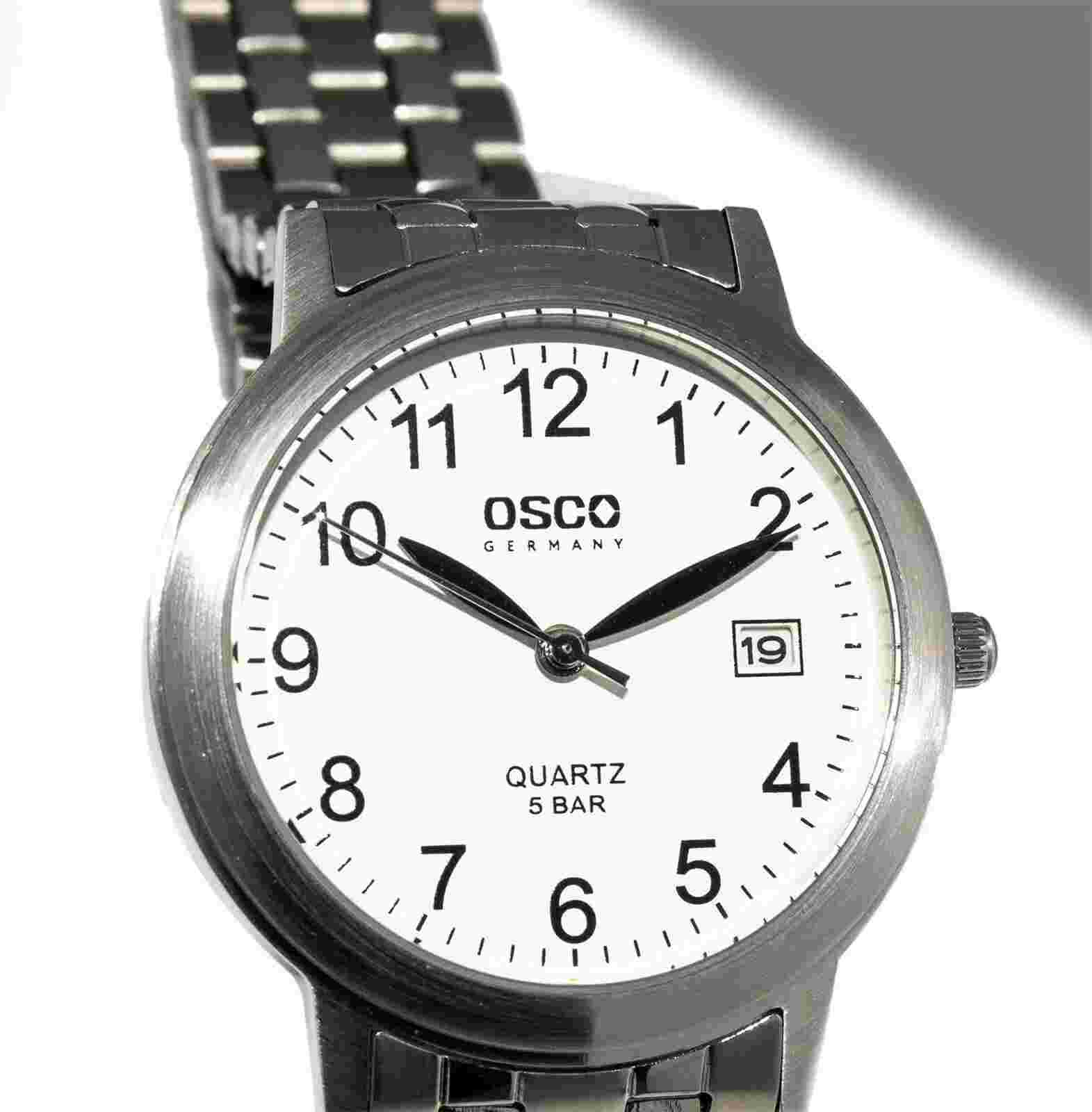 Classic Men's Watch Osco Stainless Steel Arabic Numbers Date Good Readable 6206