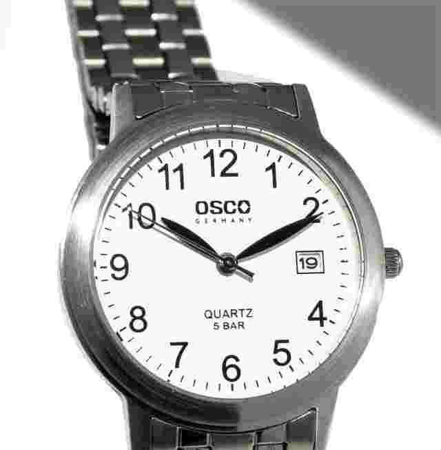 Classic Men's Watch Osco Stainless Steel Arabic Numbers Date Good Readable 6206