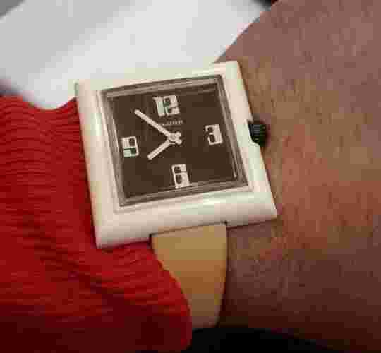 vintage Eloga Swiss one of a kind beauty 42 mm x 42 mm acryl case winding watch