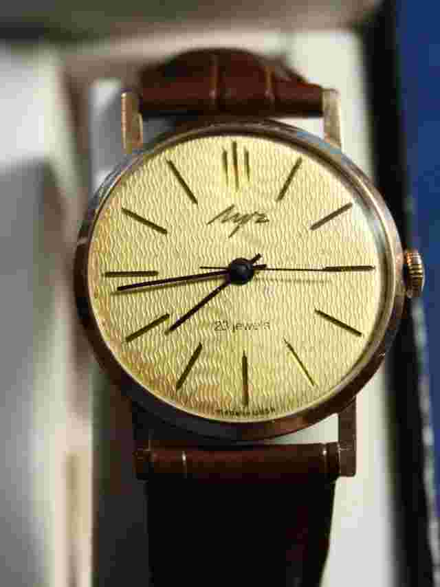 Beautiful Vintage Watch LUCH, Gold 14K 583 for Men, USSR. RARE.