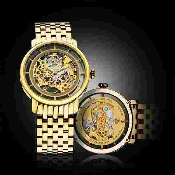 Titan Mechanical Slimline Golden Dial Mechanical Stainless Steel Strap watch for
