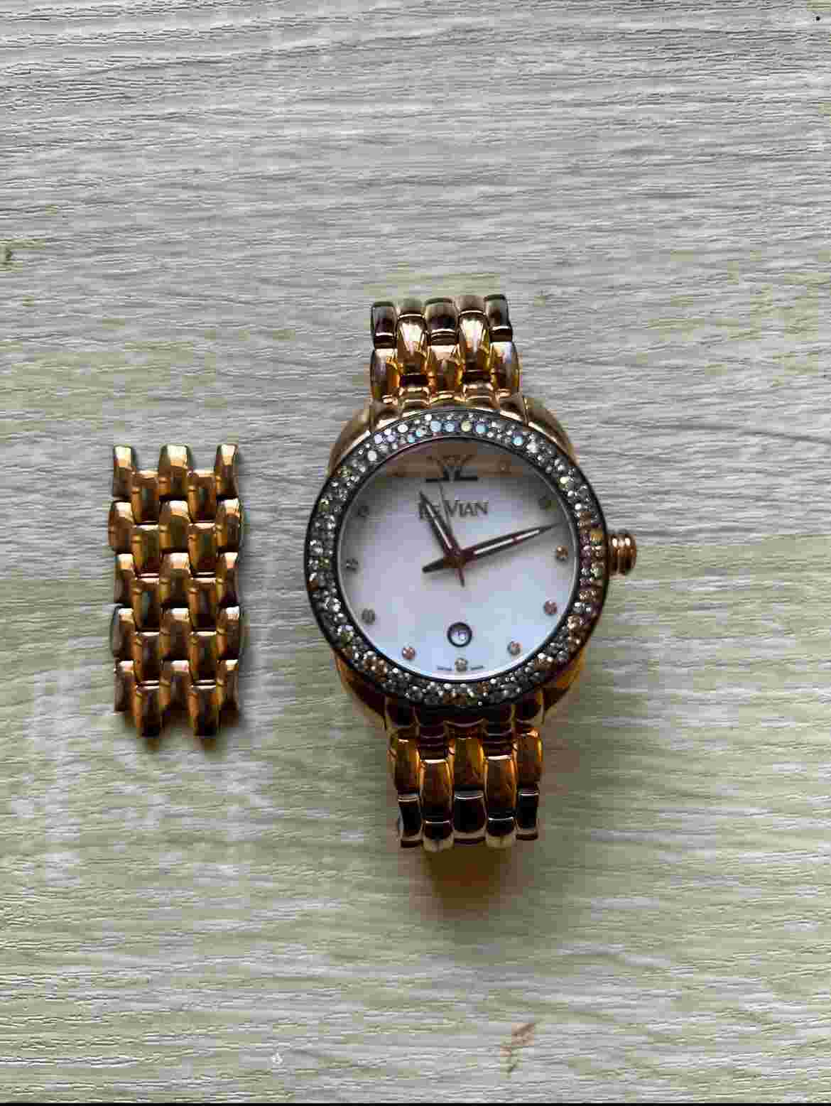 LeVian Watch featuring Chocolate Diamonds in Gold Stainless Steel Strap