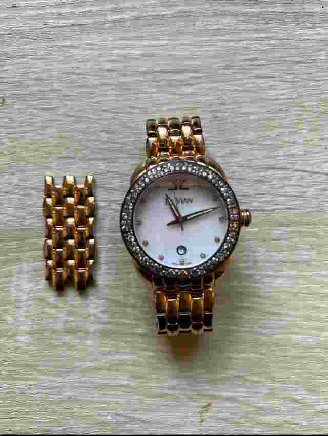 LeVian Watch featuring Chocolate Diamonds in Gold Stainless Steel Strap