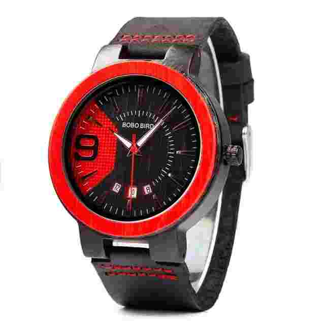 BOBO BIRD Men Wood Watch Quartz Colorful Wooden Band Wristwatches