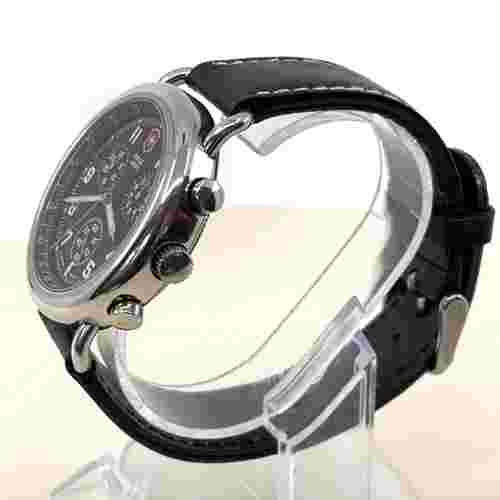 Victorinox Swiss Army Watch Calvary Chronograph 24345 Black Chrome Leather Strap