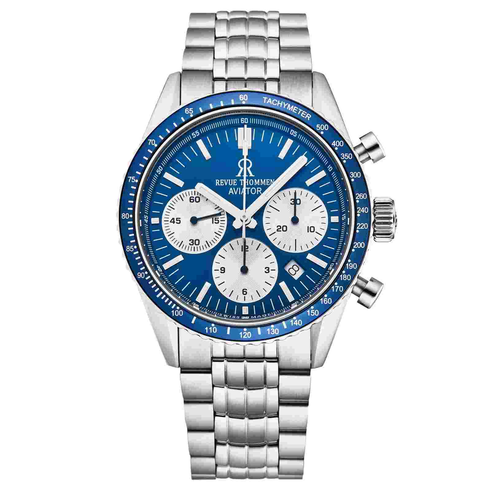 Revue Thommen Men's 17000.6135 'Aviator' Blue Dial Chronograph Automatic Watch