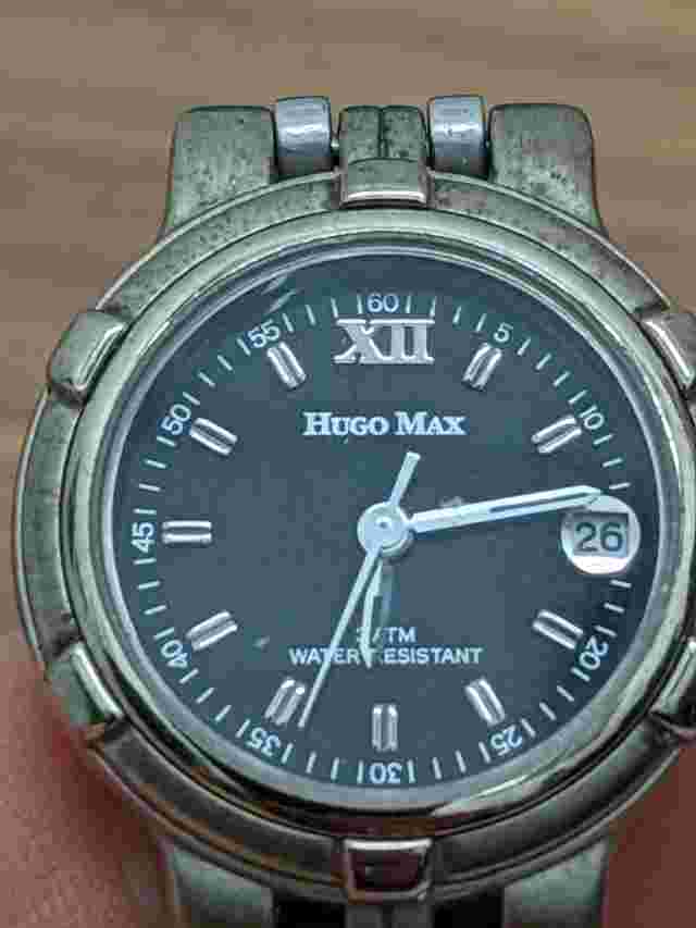 Hugo Max Palladium Plated Women's Watch Silver Tone Date Indicator Runs Well!