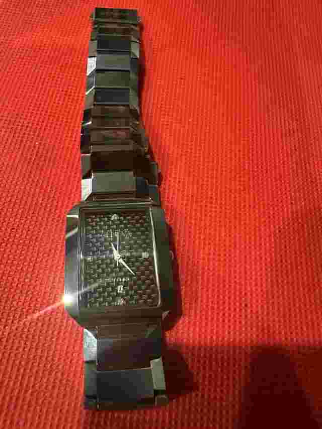 Working* Geneva Men's Swiss Made Sapphire Crystal Diamond Black Tungsten Watch