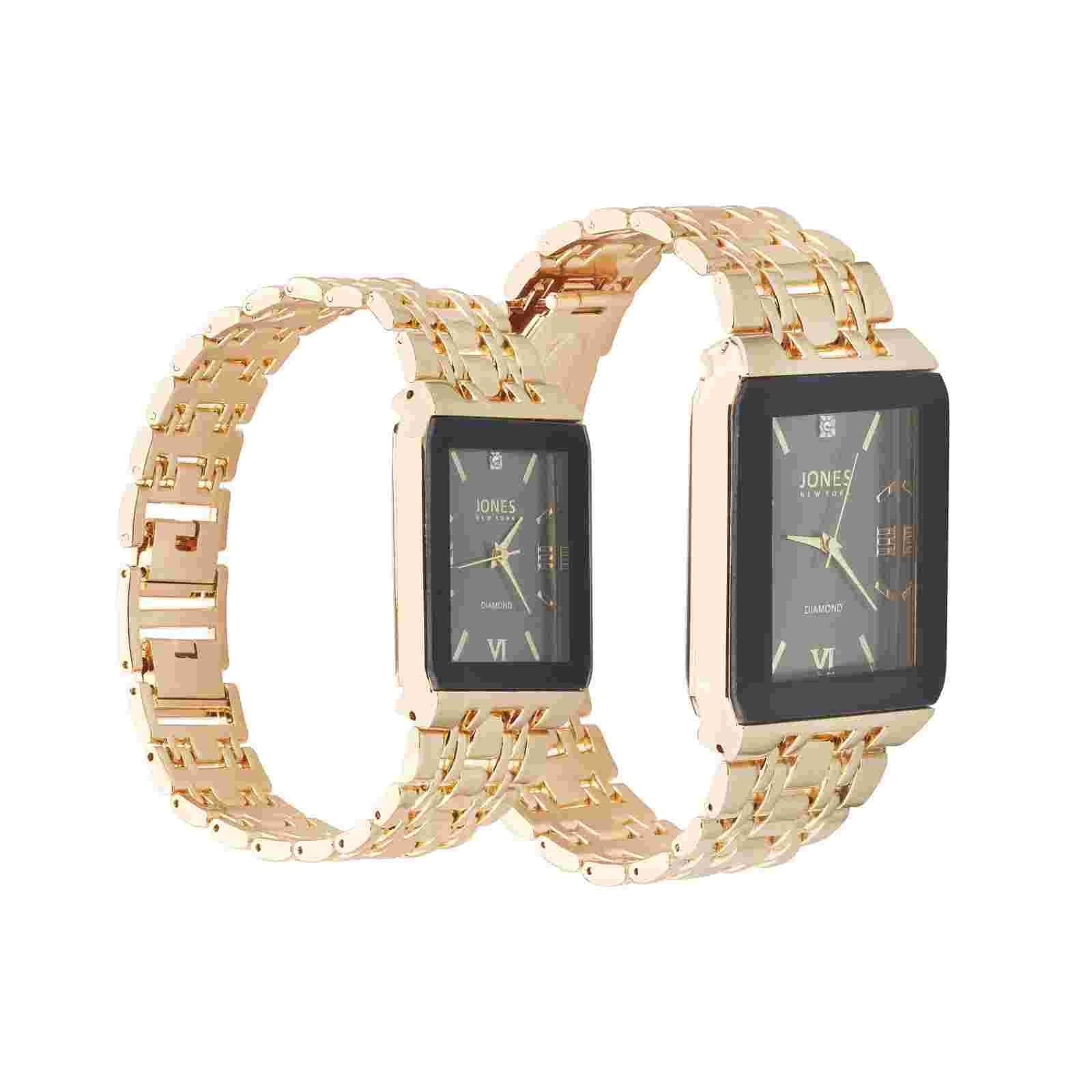 Jones New York Unisex Black/Gold His & Hers Watch Set