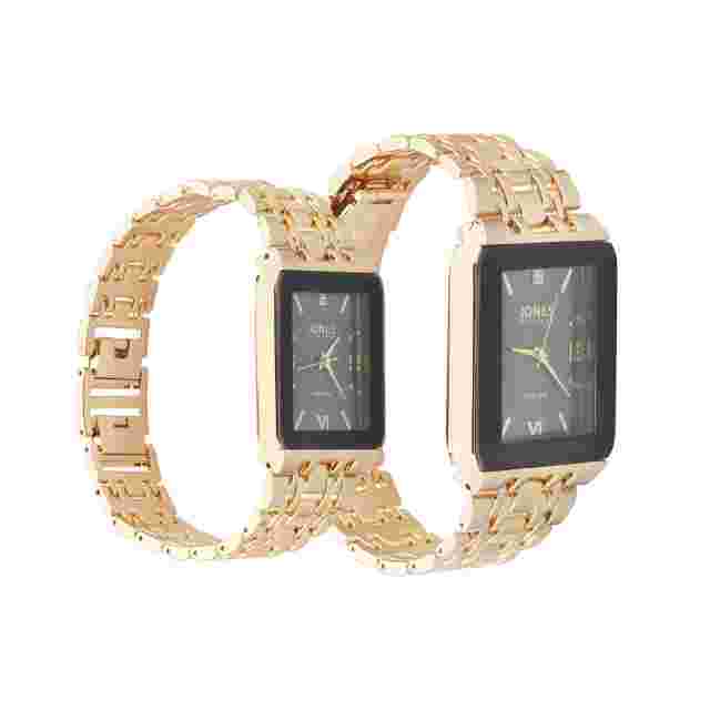 Jones New York Unisex Black/Gold His & Hers Watch Set