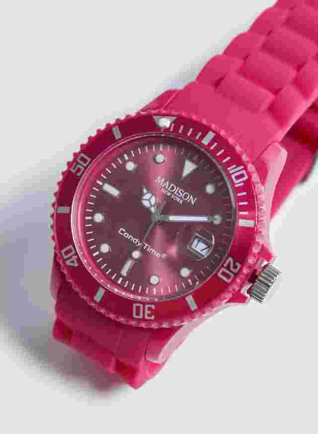 Madison New York Candy Time Original Silicone Quartz Watch in Berry Dark Pink