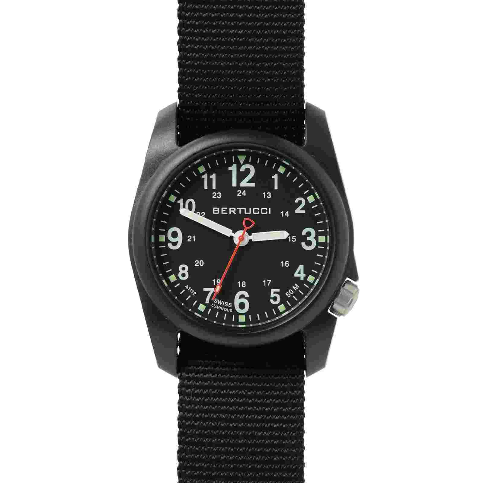 Bertucci, DX3 Field Watch, Black Case, Black Dial, Black Nylon Band, #11015