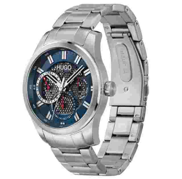 HUGO BOSS 1530191 BLUE DIAL SKELETON STAINLESS STEEL MULTIFUNCTION WATCH 44 MM