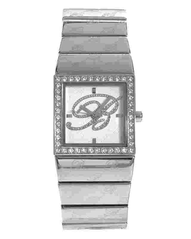 Blumarine Signature Monogram Crystal Stainless Steel Bracelet Watch NIB