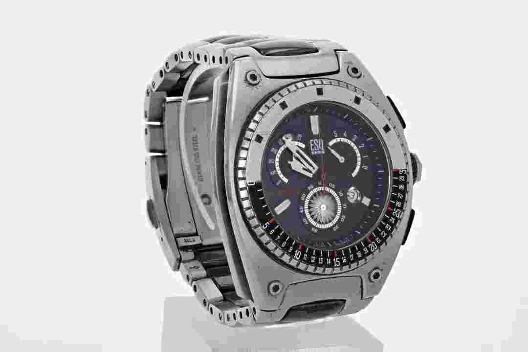 ESQ Fusion Retrograde Black Dial Chronograph Stainless Steel Men's Wristwatch