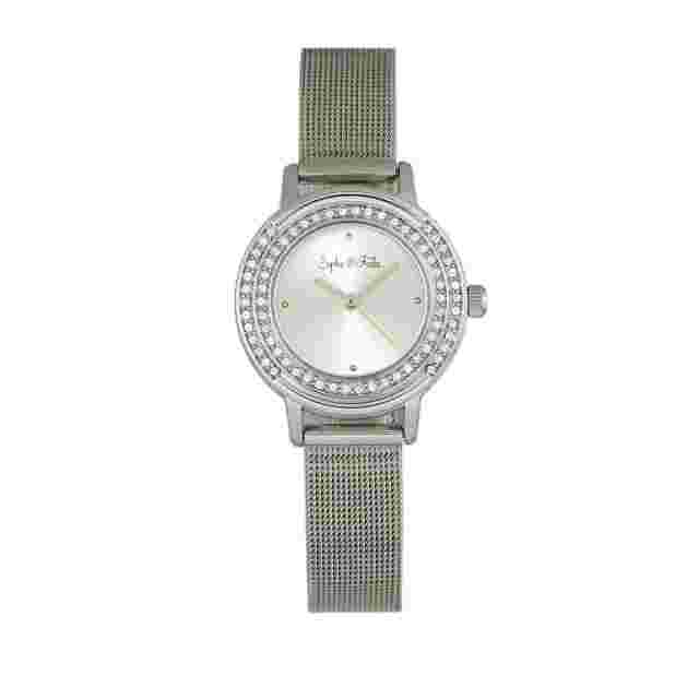Sophie and Freda Cambridge Crystal Silver Mesh Bracelet Watch Safsf4101