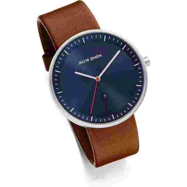 Jacob Jensen 276 Strata Gents Watch Blue Dial Brown Leather Strap Jj276