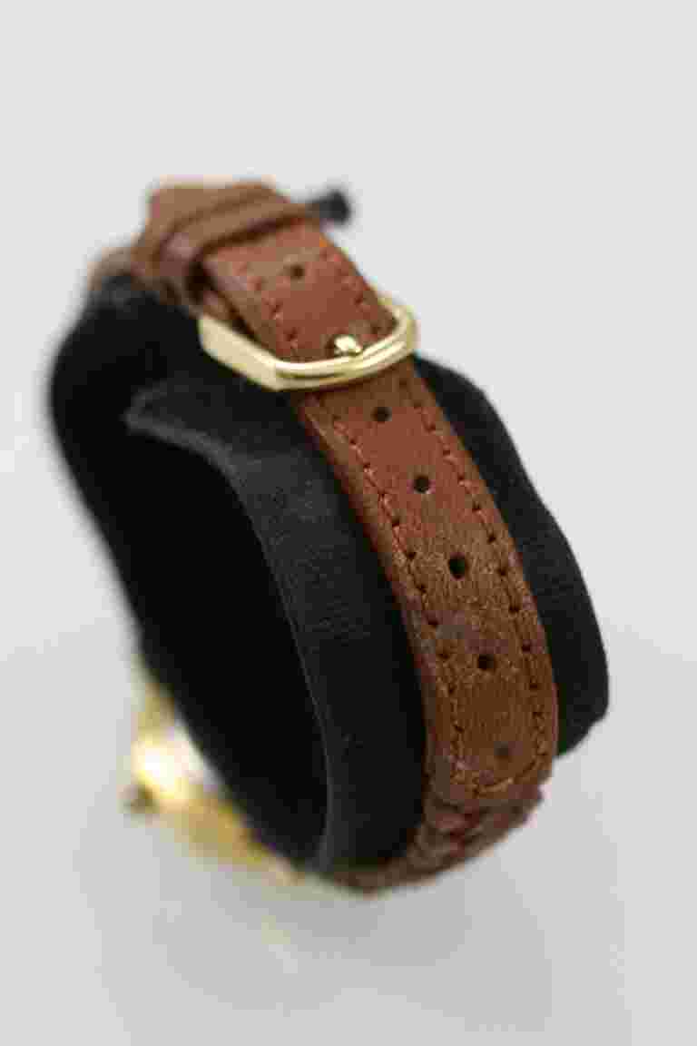 Perini Watch Women Gold Stainless Steel Water Res Brown Leather Battery Quartz