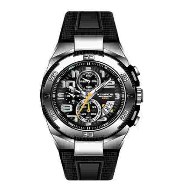 K&Bros K&BROS Men's 9479-1 Steel Man S/S With Pu Band Chrono Watch