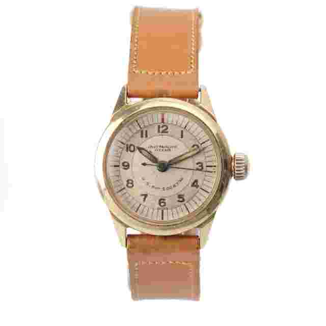Very RARE Wittnauer "WEEMS" Solid 14k Gold Case Running Mechanical Watch 30mm