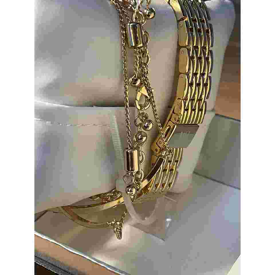 INC Womens Gold Wristwatch With 3 Bangle Bracelets Faux Diamonds NWB