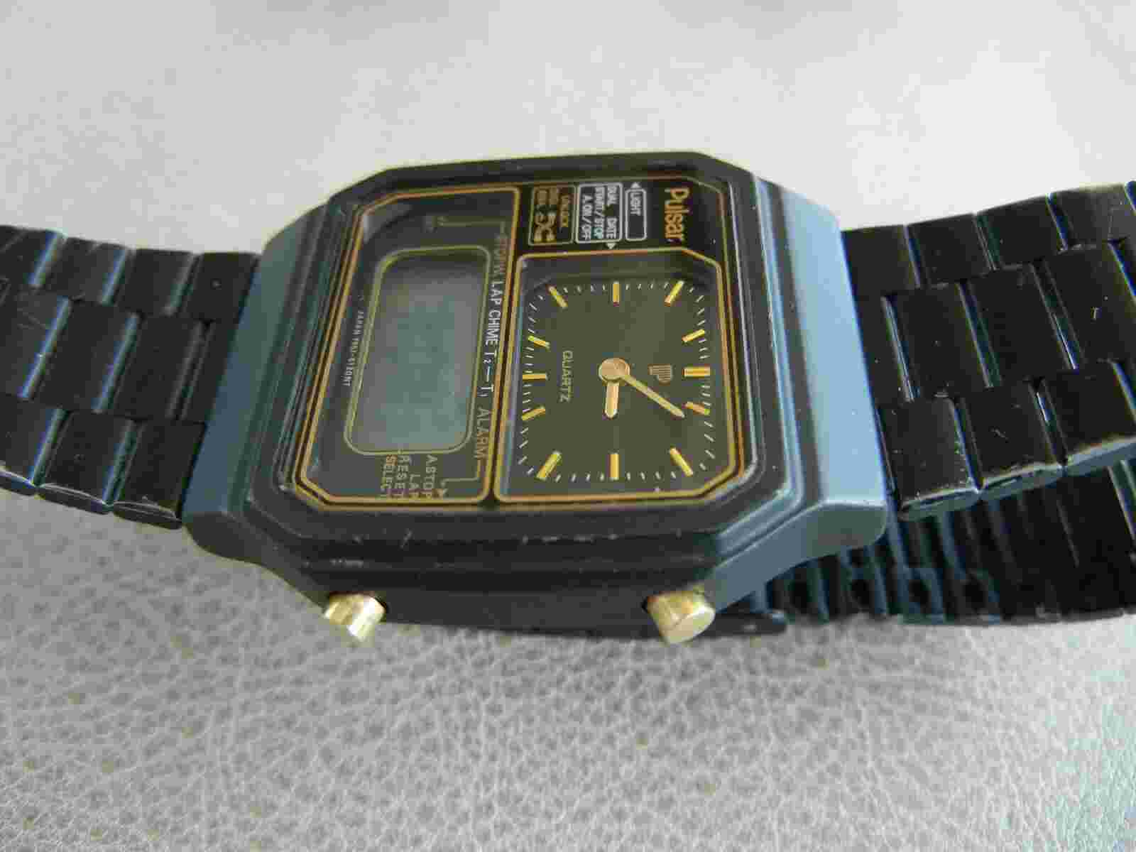 VERY RARE PULSAR (by Seiko) Analog & LCD Display Black Watch Y651-5140 / 5120NT