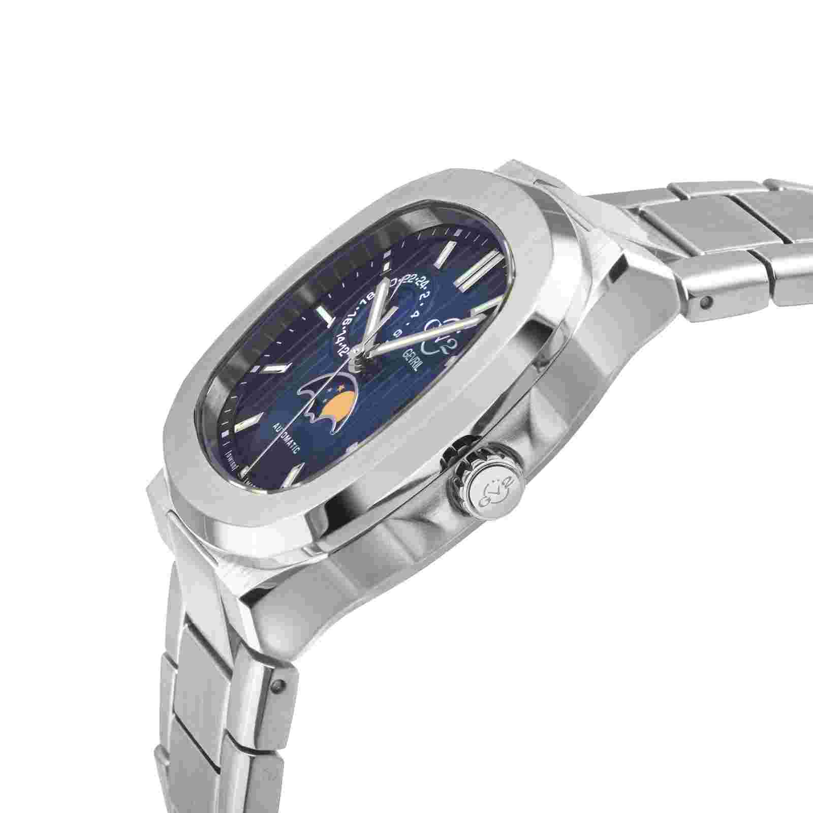 GV2 by Gevril Men's 18401B Potente Moon Phase Swiss Automatic Sellita Date Watch